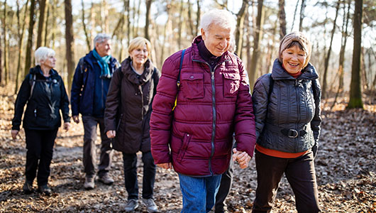 Seniors sports doux apres 60 ans dans la forêt